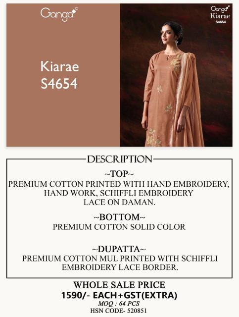 Ganga kiarae 4654 wholesale market of dress material in rajkot  - wholesale export